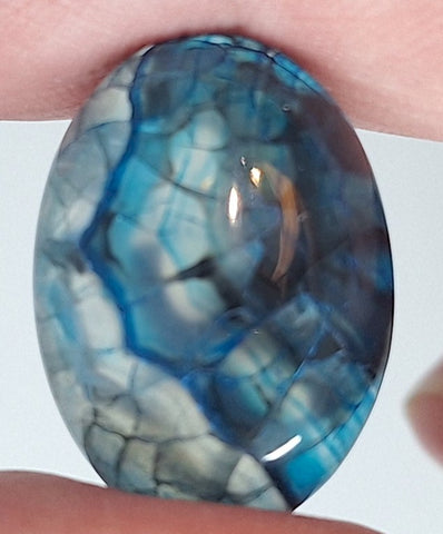 25x18mm Dyed Blue Agate Flat Back Oval Cabochon S4181F