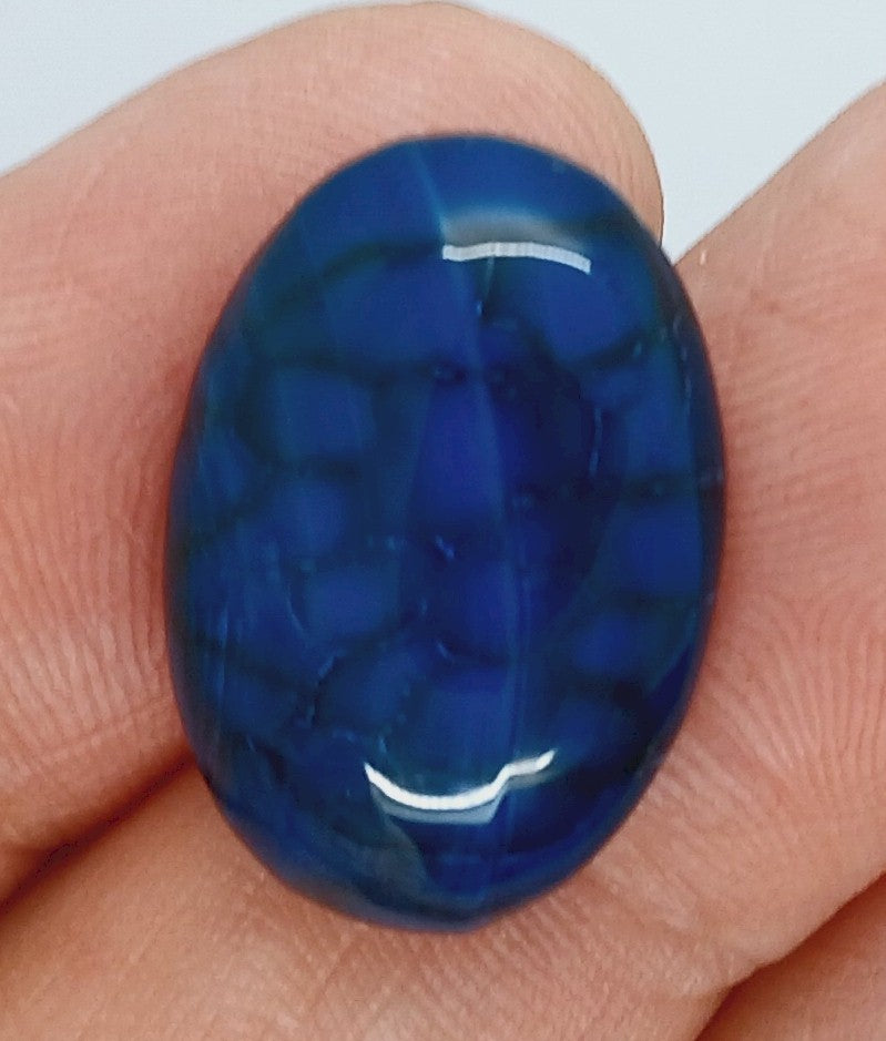 25x18mm Dyed Blue Agate Flat Back Oval Cabochon S4181G