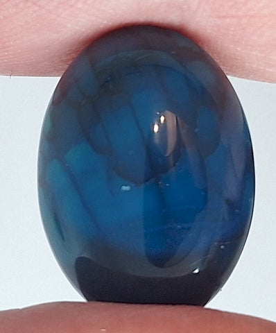 25x18mm Dyed Blue Agate Flat Back Oval Cabochon S4181H