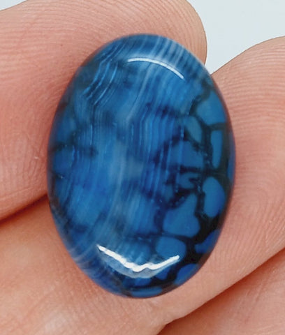 25x18mm Dyed Blue Agate Flat Back Oval Cabochon S4181J