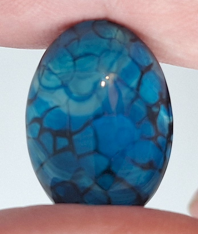 25x18mm Dyed Blue Agate Flat Back Oval Cabochon S4181K