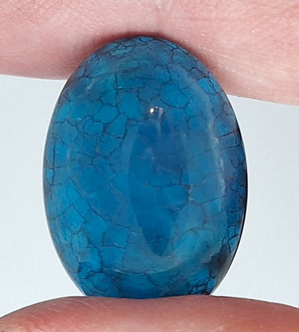 25x18mm Dyed Blue Agate Flat Back Oval Cabochon S4181L