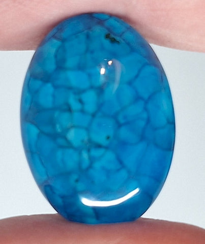 25x18mm Dyed Blue Agate Flat Back Oval Cabochon S4181M