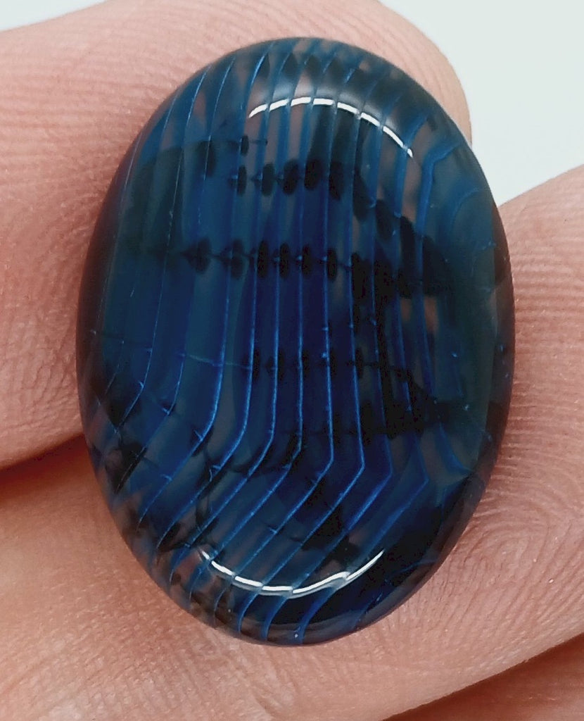 25x18mm Dyed Blue Agate Flat Back Oval Cabochon S4181N