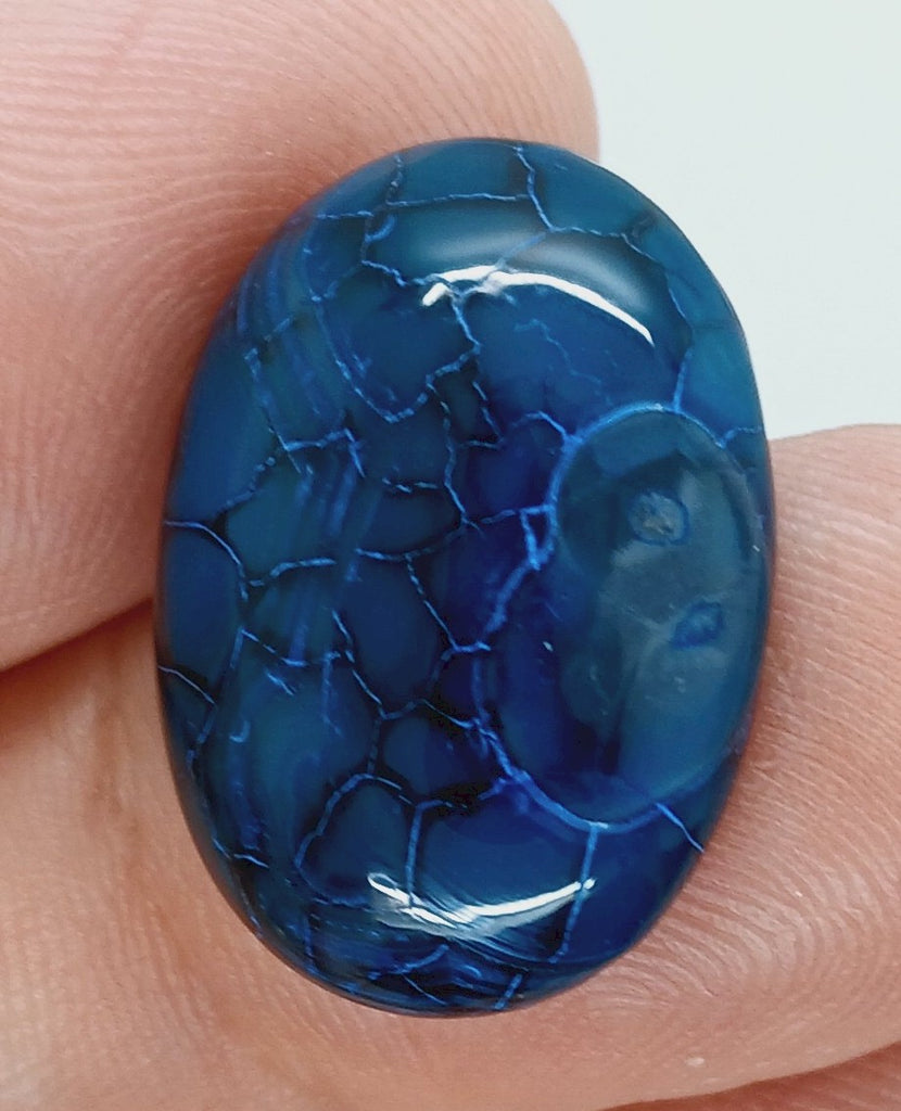 25x18mm Dyed Blue Agate Flat Back Oval Cabochon S4181O