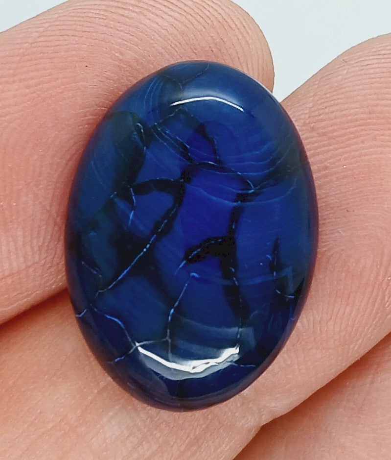 25x18mm Dyed Blue Agate Flat Back Oval Cabochon S4181i