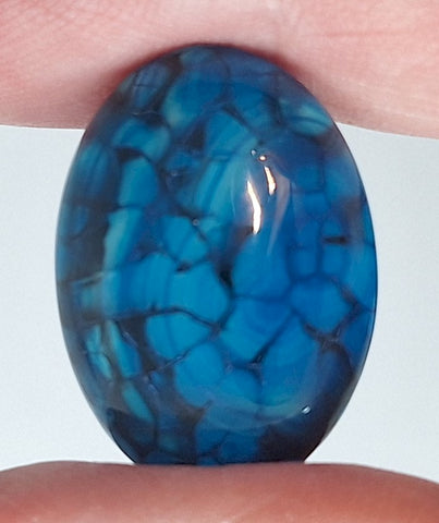 25x18mm Dyed Blue Agate Flat Back Oval Cabochon S4181O