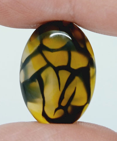 25x18mm Dyed Yellow Dragon Vein Agate Cabochon Stone S4182A