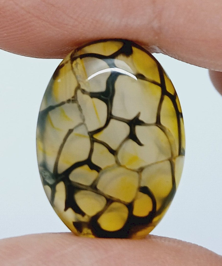 25x18mm Dyed Yellow Dragon Vein Agate Cabochon Stone S4182B