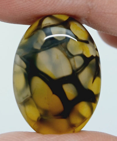 25x18mm Dyed Yellow Dragon Vein Agate Cabochon Stone S4182C