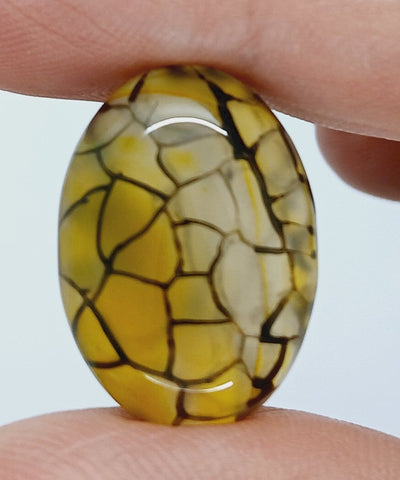 25x18mm Dyed Yellow Dragon Vein Agate Cabochon Stone S4182H