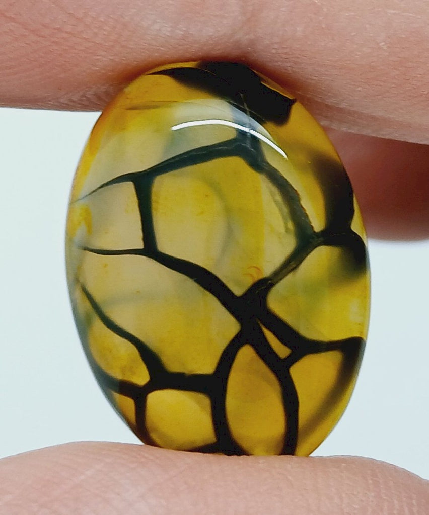 25x18mm Dyed Yellow Dragon Vein Agate Cabochon Stone S4182J