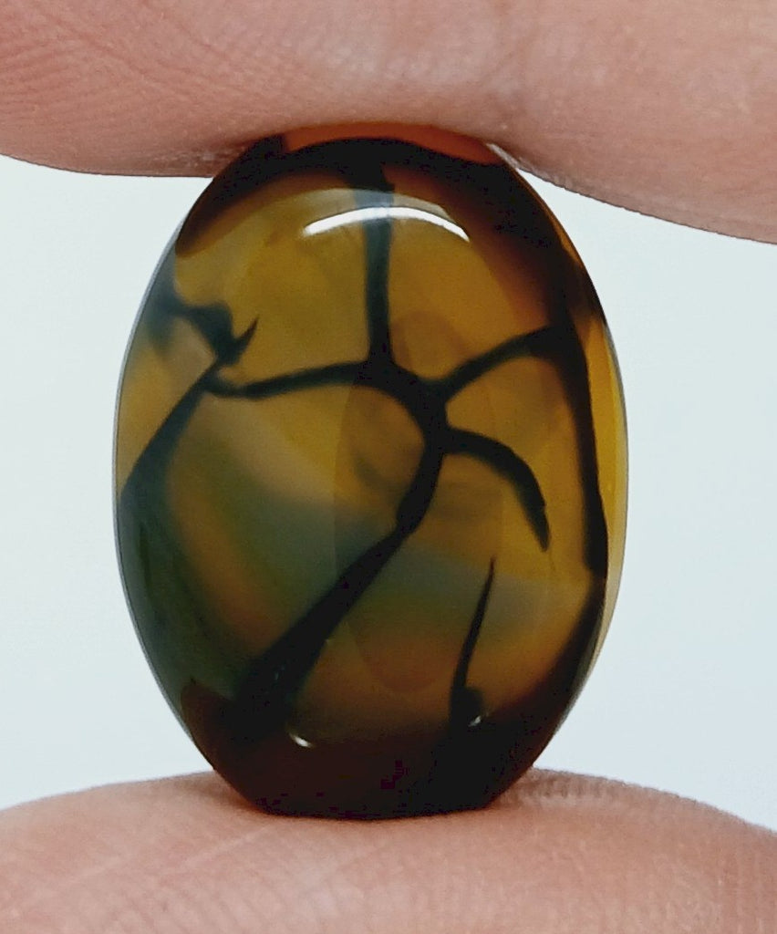 25x18mm Dyed Yellow Dragon Vein Agate Cabochon Stone S4182K