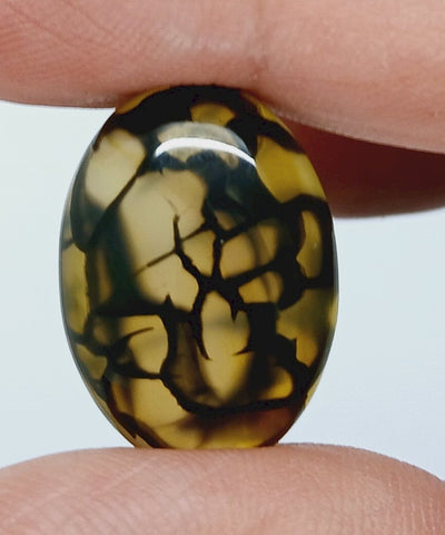 25x18mm Dyed Yellow Dragon Vein Agate Cabochon Stone S4182L