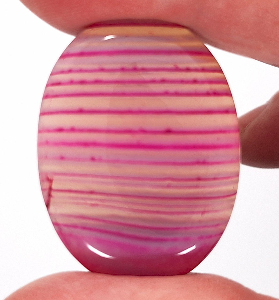 40x30mm Banded Agate Dyed Pinkish Purple Flat Backed Loose Semi-precious Gemstone Cabochon S4209A