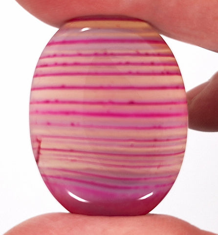 40x30mm Banded Agate Dyed Pinkish Purple Flat Backed Loose Semi-precious Gemstone Cabochon S4209A