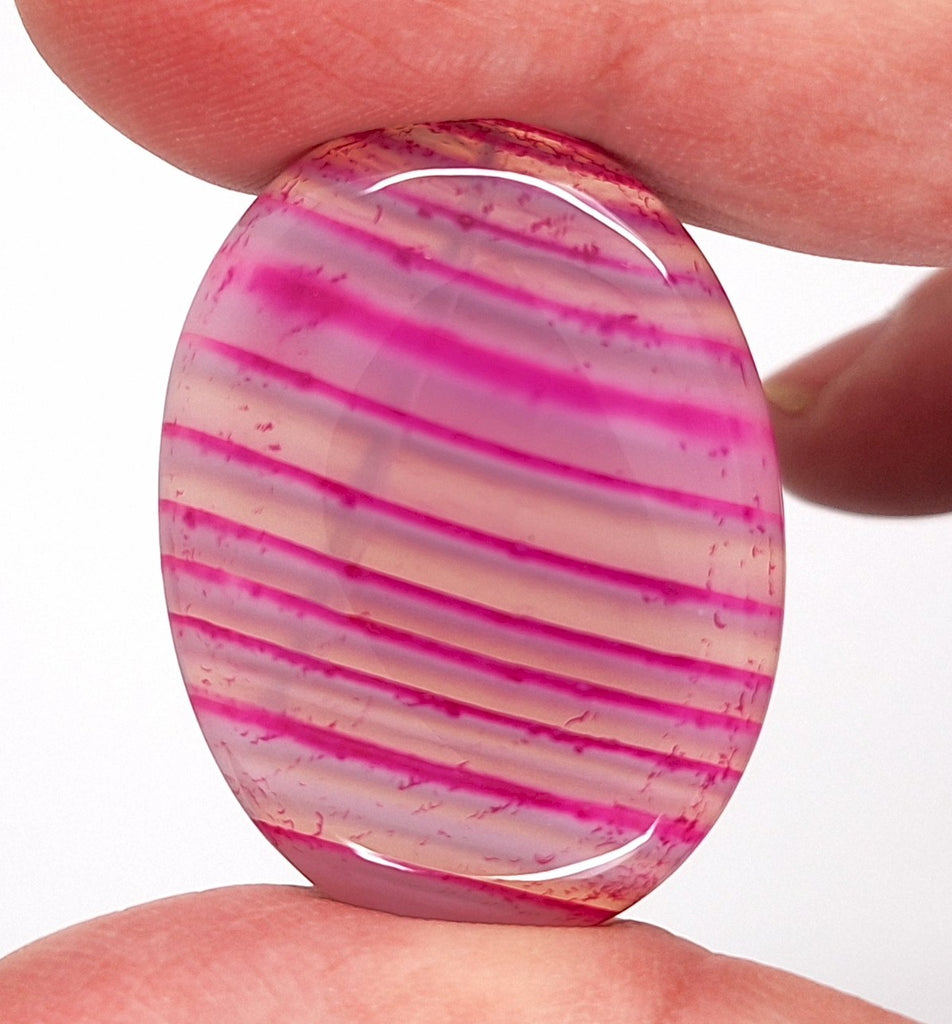 40x30mm Banded Agate Dyed Pinkish Purple Flat Backed Loose Semi-precious Gemstone Cabochon S4209B