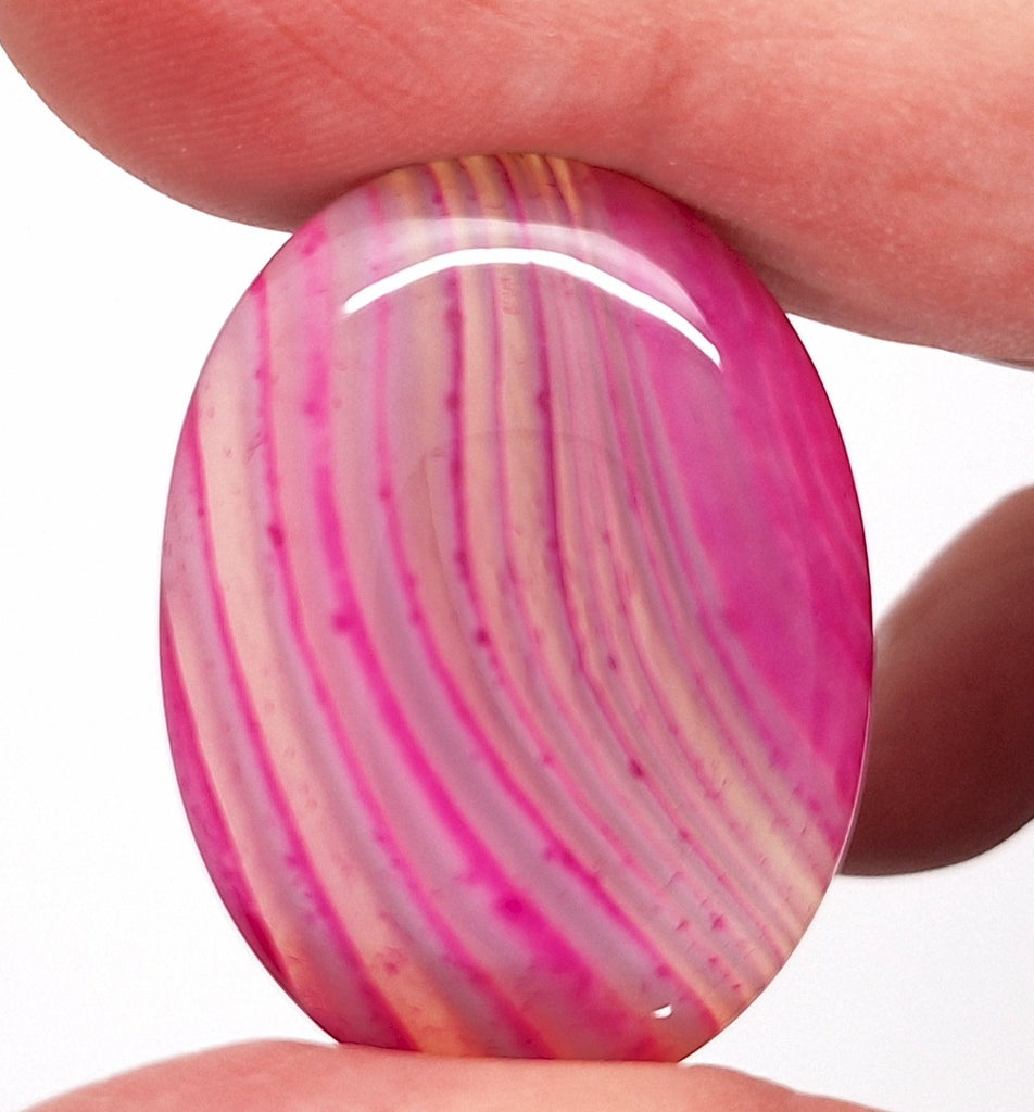 40x30mm Banded Agate Dyed Pinkish Purple Flat Backed Loose Semi-precious Gemstone Cabochon S4209D