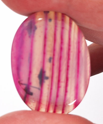 40x30mm Banded Agate Dyed Pinkish Purple Flat Backed Loose Semi-precious Gemstone Cabochon S4209E
