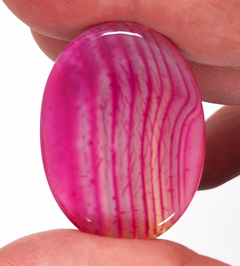 40x30mm Banded Agate Dyed Pinkish Purple Flat Backed Loose Semi-precious Gemstone Cabochon S4209F