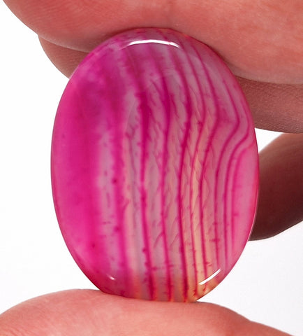 40x30mm Banded Agate Dyed Pinkish Purple Flat Backed Loose Semi-precious Gemstone Cabochon S4209F