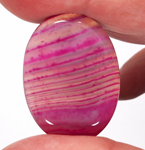 40x30mm Banded Agate Dyed Pinkish Purple Flat Backed Loose Semi-precious Gemstone Cabochon S4209G