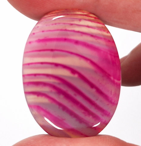 40x30mm Banded Agate Dyed Pinkish Purple Flat Backed Loose Semi-precious Gemstone Cabochon S4209H