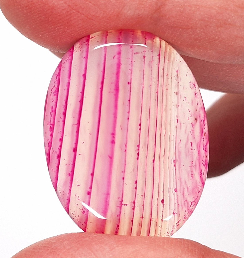 40x30mm Banded Agate Dyed Pinkish Purple Flat Backed Loose Semi-precious Gemstone Cabochon S4209J