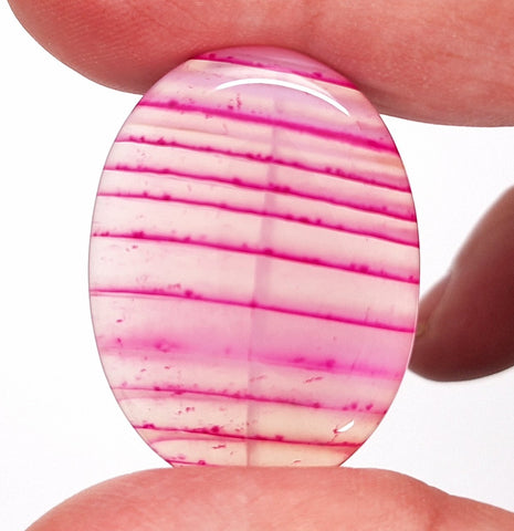 40x30mm Banded Agate Dyed Pinkish Purple Flat Backed Loose Semi-precious Gemstone Cabochon S4209i