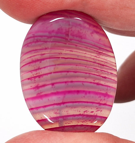 40x30mm Banded Agate Dyed Pinkish Purple Flat Backed Loose Semi-precious Gemstone Cabochon S4209K