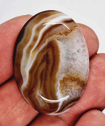 40x30mm Banded Agate Dyed Brown Flat Backed Loose Semi-precious Gemstone Cabochon S4210A