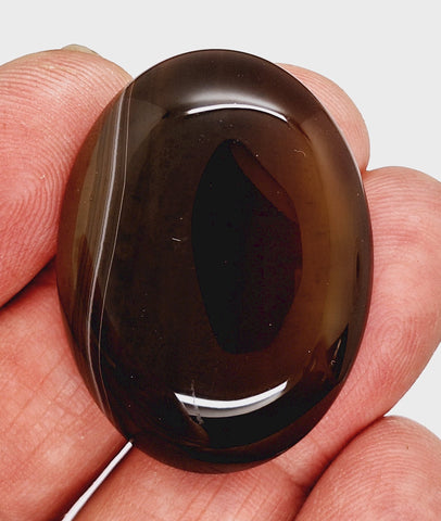 40x30mm Banded Agate Dyed Brown Flat Backed Loose Semi-precious Gemstone Cabochon S4210B