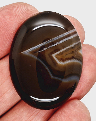 40x30mm Banded Agate Dyed Brown Flat Backed Loose Semi-precious Gemstone Cabochon S4210D