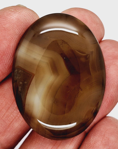40x30mm Banded Agate Dyed Brown Flat Backed Loose Semi-precious Gemstone Cabochon S4210D