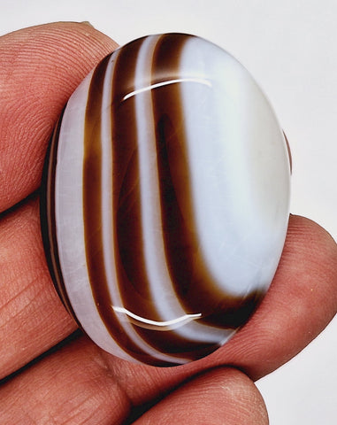 40x30mm Banded Agate Dyed Brown Flat Backed Loose Semi-precious Gemstone Cabochon S4210F