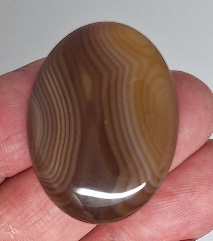 40x30mm Banded Agate Dyed Brown Flat Backed Loose Semi-precious Gemstone Cabochon S4210G