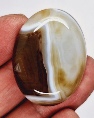 40x30mm Banded Agate Dyed Brown Flat Backed Loose Semi-precious Gemstone Cabochon S4210H
