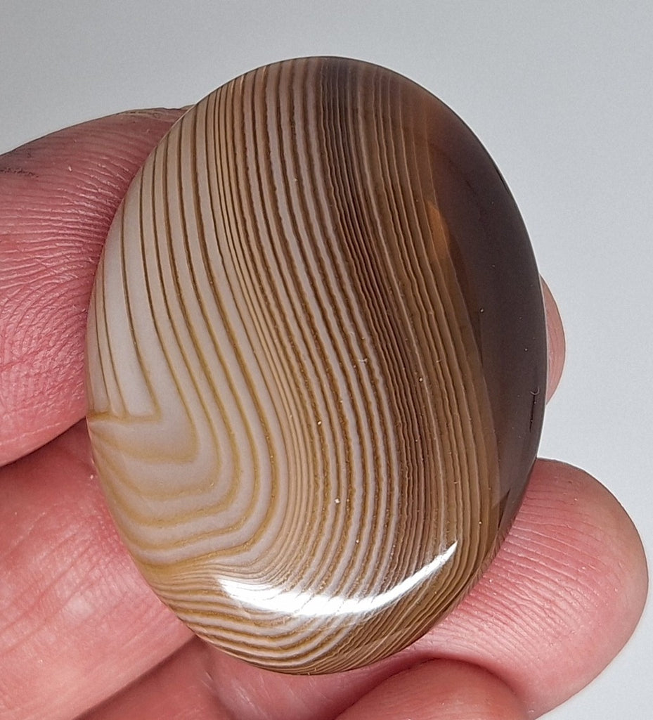 40x30mm Banded Agate Dyed Brown Flat Backed Loose Semi-precious Gemstone Cabochon S4210J