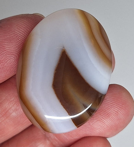 40x30mm Banded Agate Dyed Brown Flat Backed Loose Semi-precious Gemstone Cabochon S4210K