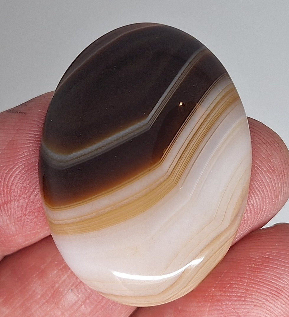 40x30mm Banded Agate Dyed Brown Flat Backed Loose Semi-precious Gemstone Cabochon S4210L