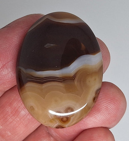 40x30mm Banded Agate Dyed Brown Flat Backed Loose Semi-precious Gemstone Cabochon S4210M