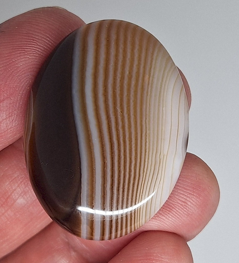 40x30mm Banded Agate Dyed Brown Flat Backed Loose Semi-precious Gemstone Cabochon S4210N