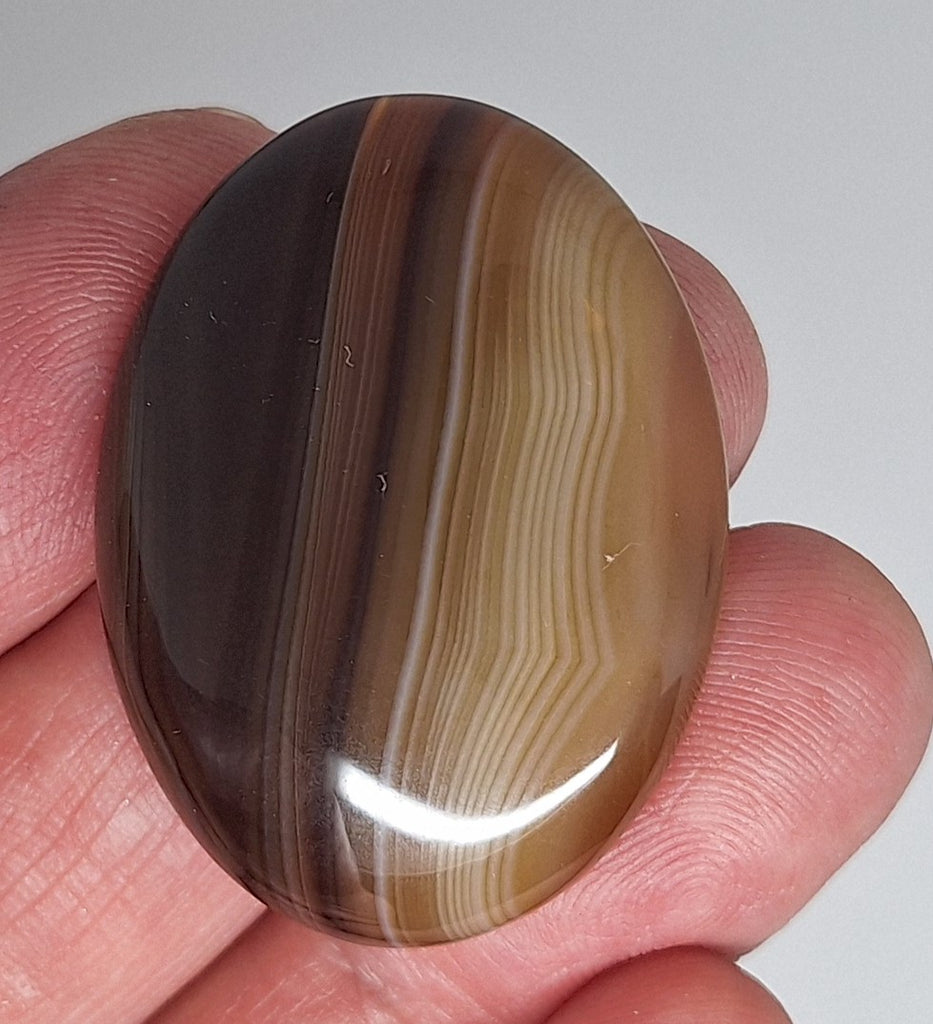 40x30mm Banded Agate Dyed Brown Flat Backed Loose Semi-precious Gemstone Cabochon S4210P