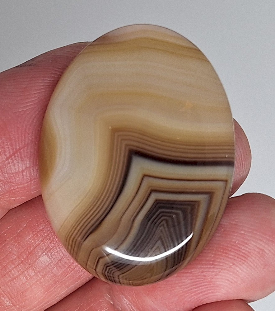 40x30mm Banded Agate Dyed Brown Flat Backed Loose Semi-precious Gemstone Cabochon S4210C