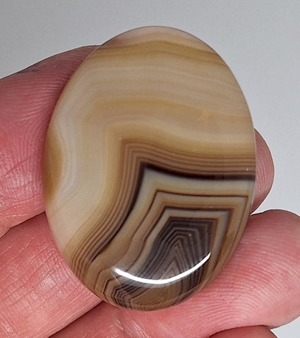 40x30mm Banded Agate Dyed Brown Flat Backed Loose Semi-precious Gemstone Cabochon S4210C