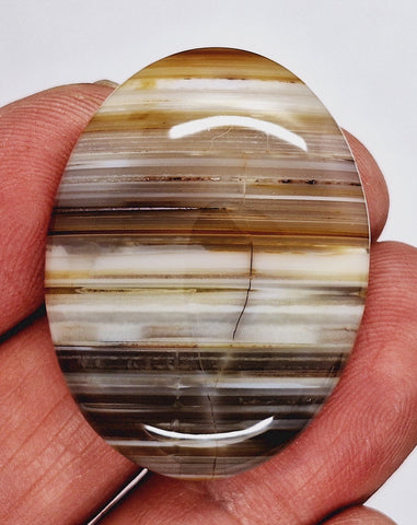 40x30mm Banded Agate Dyed Brown Flat Backed Loose Semi-precious Gemstone Cabochon S4210i