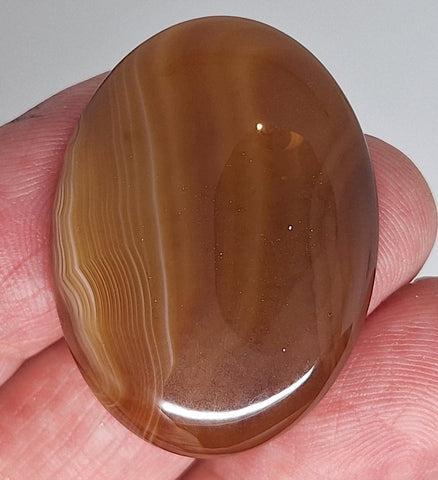 40x30mm Banded Agate Dyed Brown Flat Backed Loose Semi-precious Gemstone Cabochon S4210o