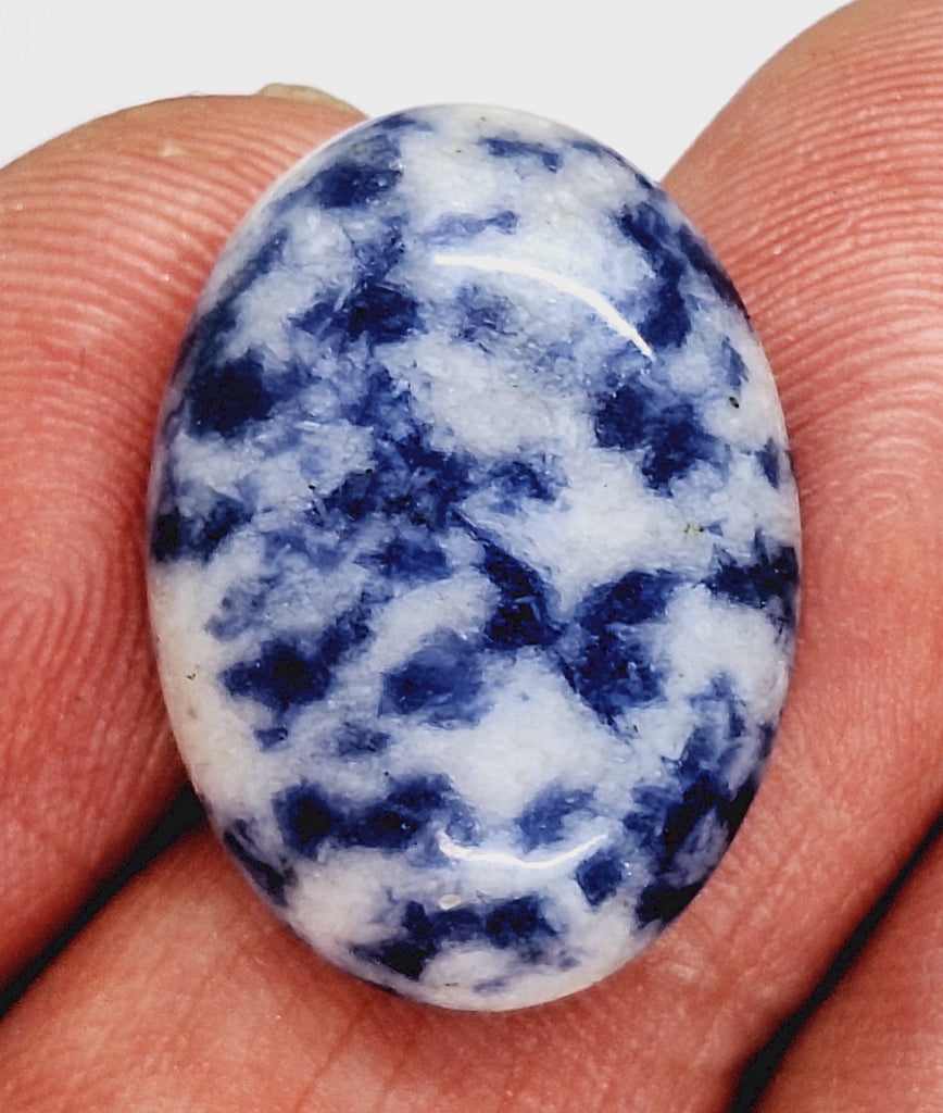 25x18mm Blue Spot Jasper Flat Backed Loose Semi-precious Gemstone Cabochon S4211