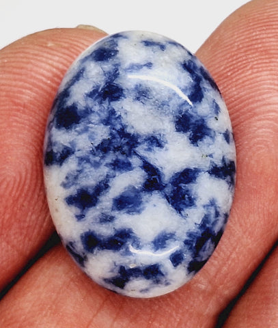 25x18mm Blue Spot Jasper Flat Backed Loose Semi-precious Gemstone Cabochon S4211