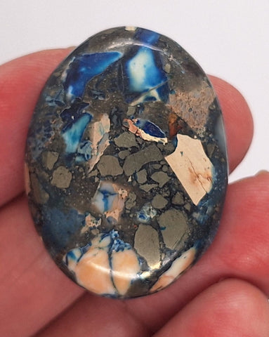 40x30mm Blue Matrix Oval Stone Cabochon read description S4214B
